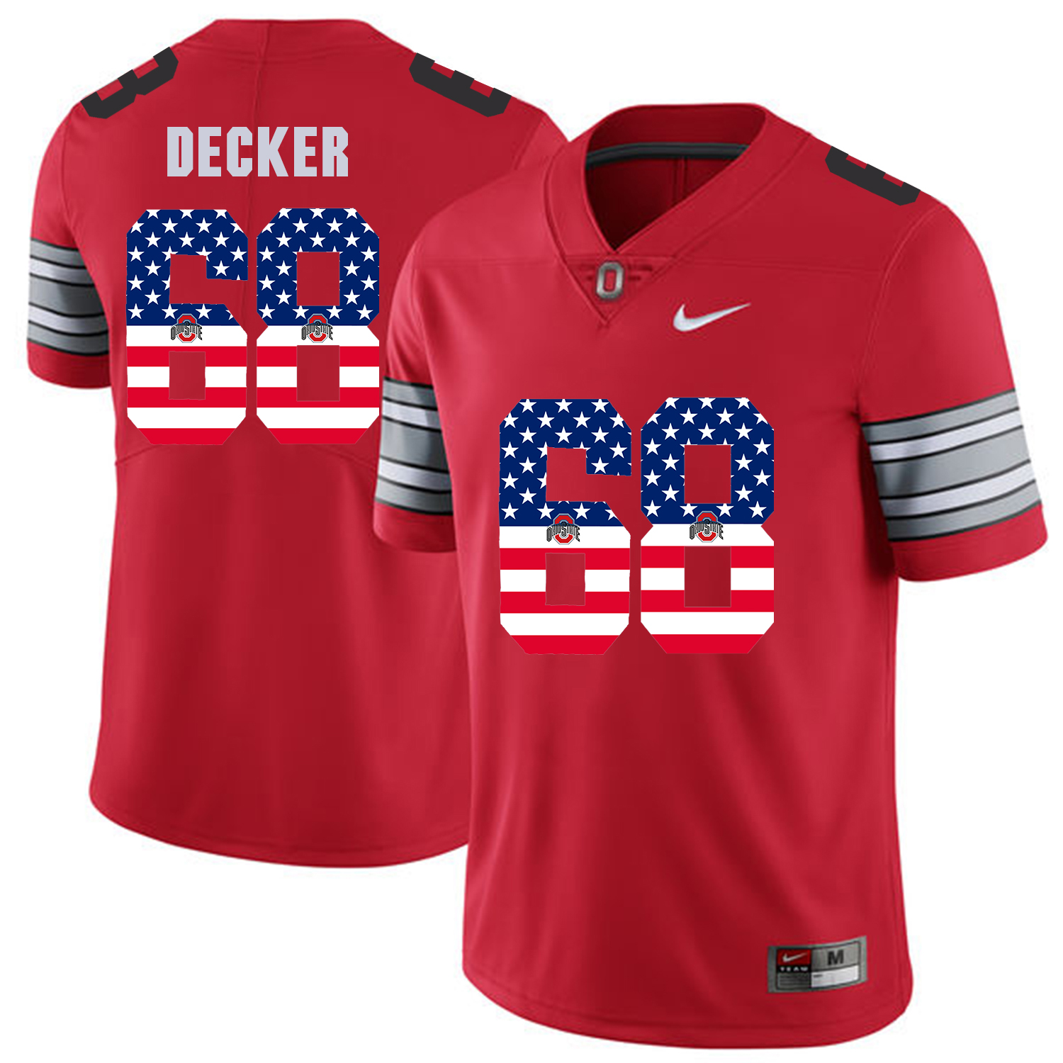 Men Ohio State 68 Decker Red Flag Customized NCAA Jerseys